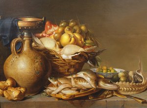 Een Stilleven van Vis en ander Voedsel